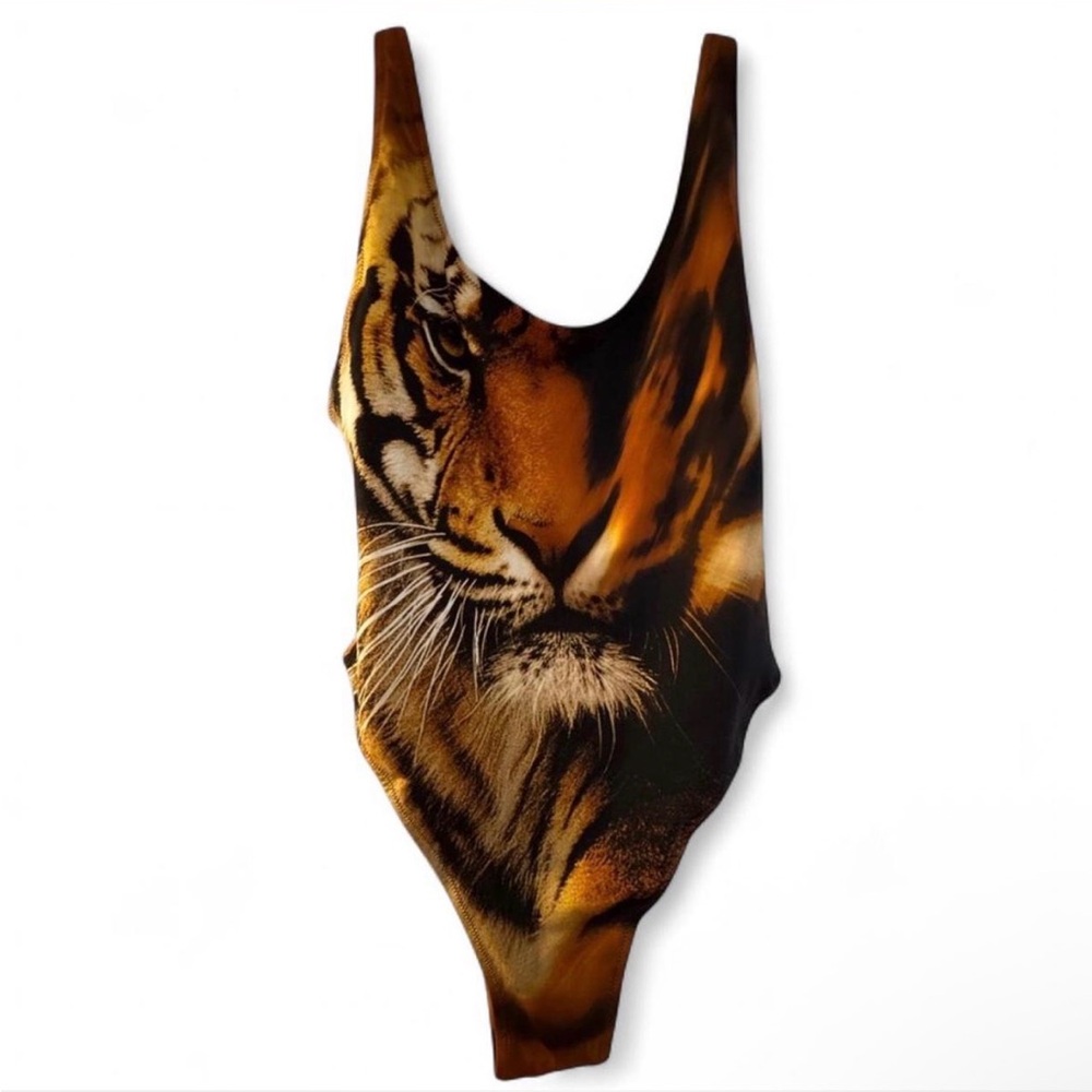 Roberto Cavalli x SKIMS Scoop Neck One Piece in Tiger Face Print